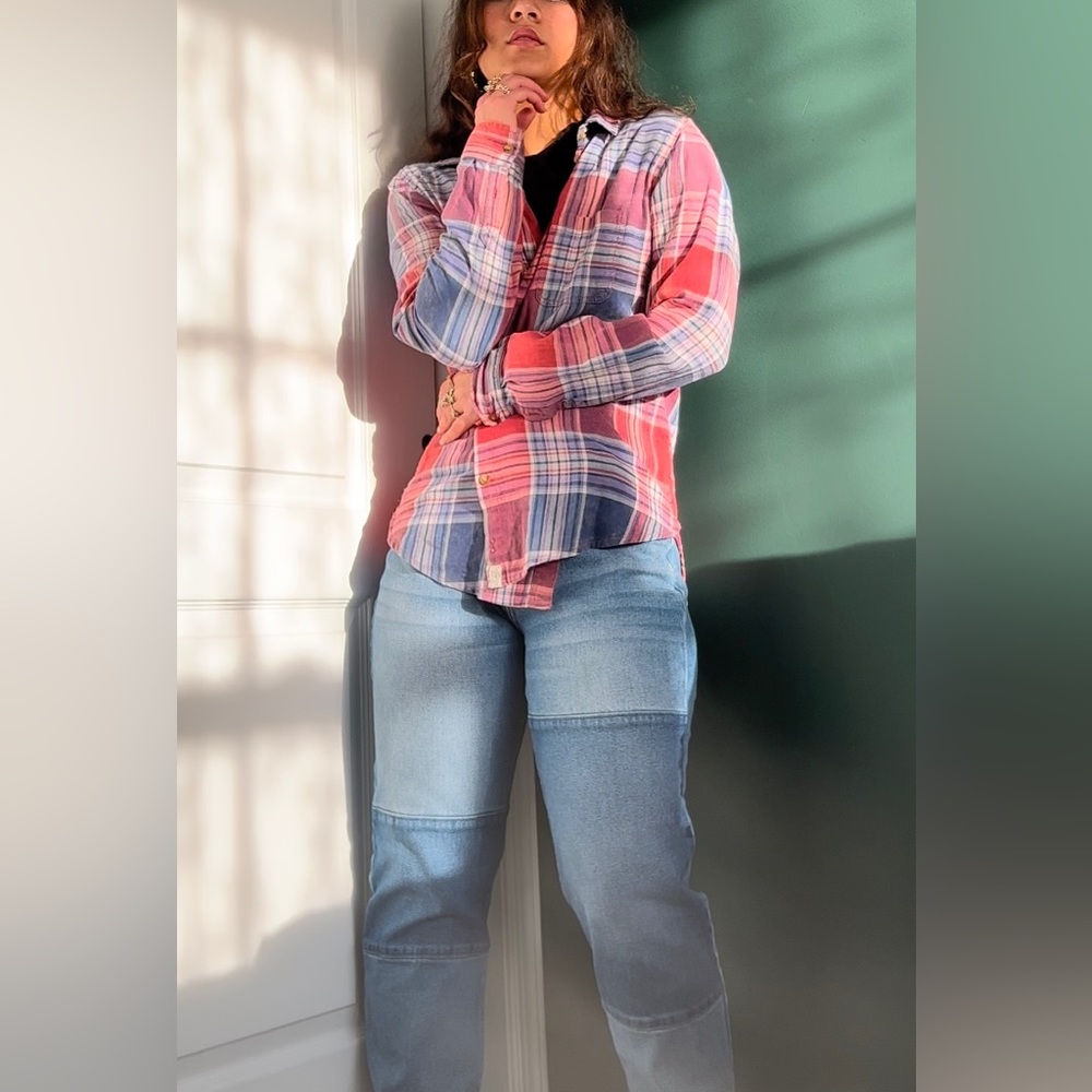 Abercrombie “Boyfriend Fit” Red and Blue Flannel